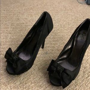 Bakers Heels- Black Satin Finish- Excellent